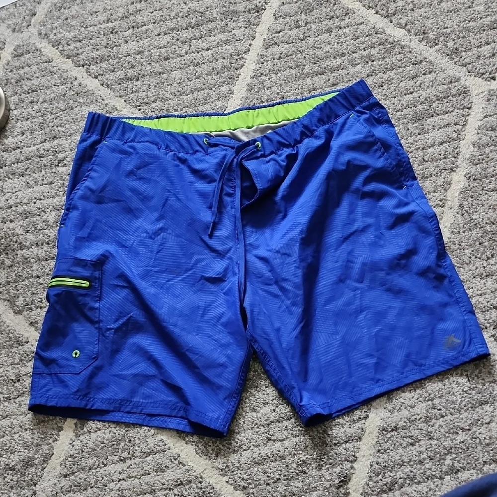 ZeroXposur Green and Blue Swim Trunks with Quick-Dry Fabric - Picture 1 of 5